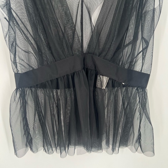 Pinko Black Tulle Sheer Overlay Romantic Goth Organza Top Blouse Vest - Picture 8 of 10